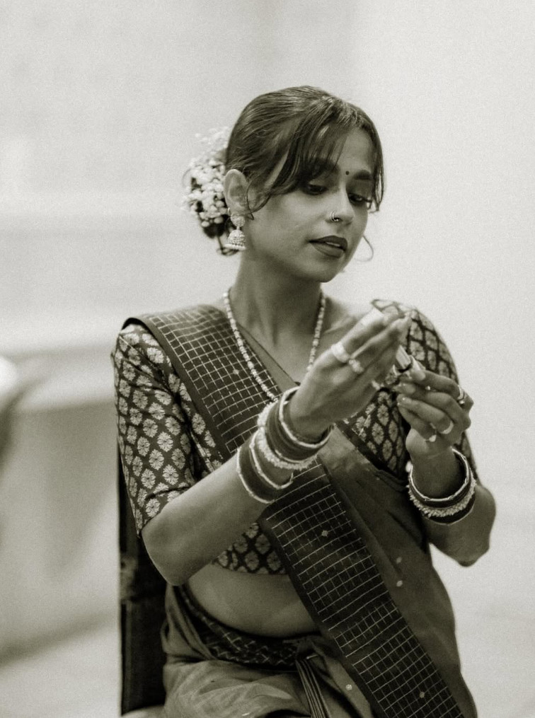 Black and white candid cultural portrait