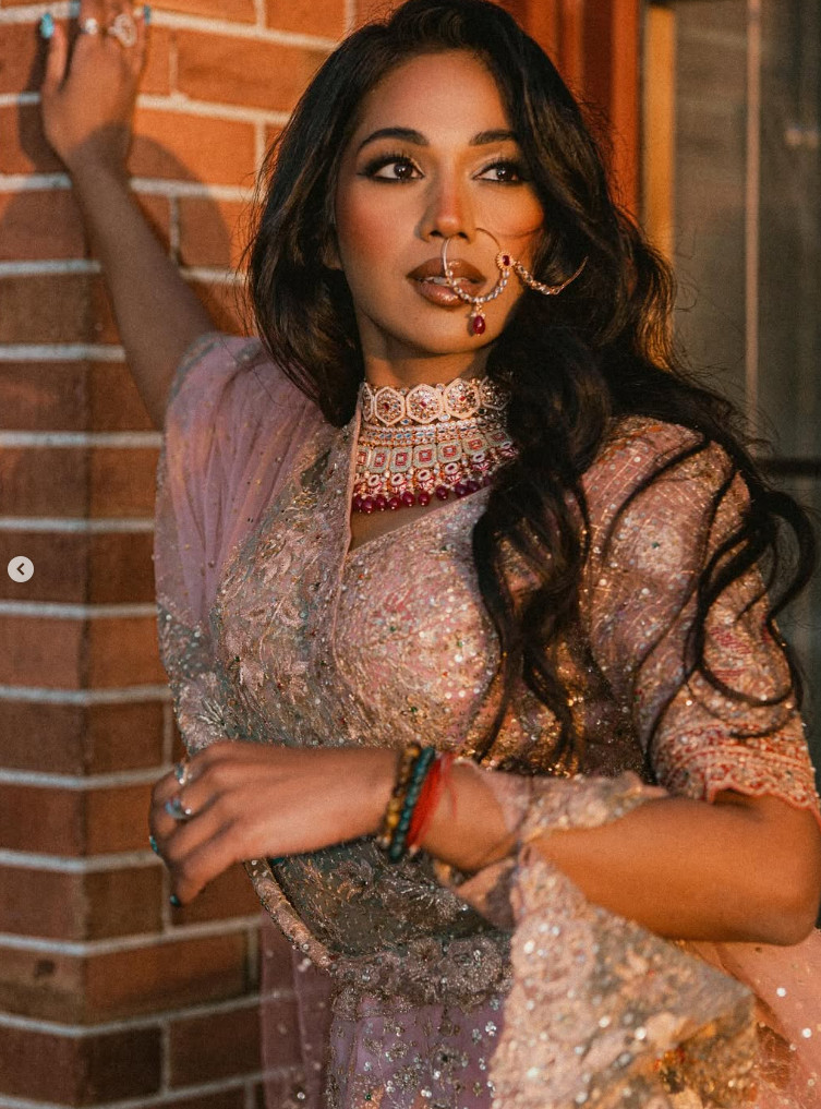 Editorial portrait in ornate South Asian styling