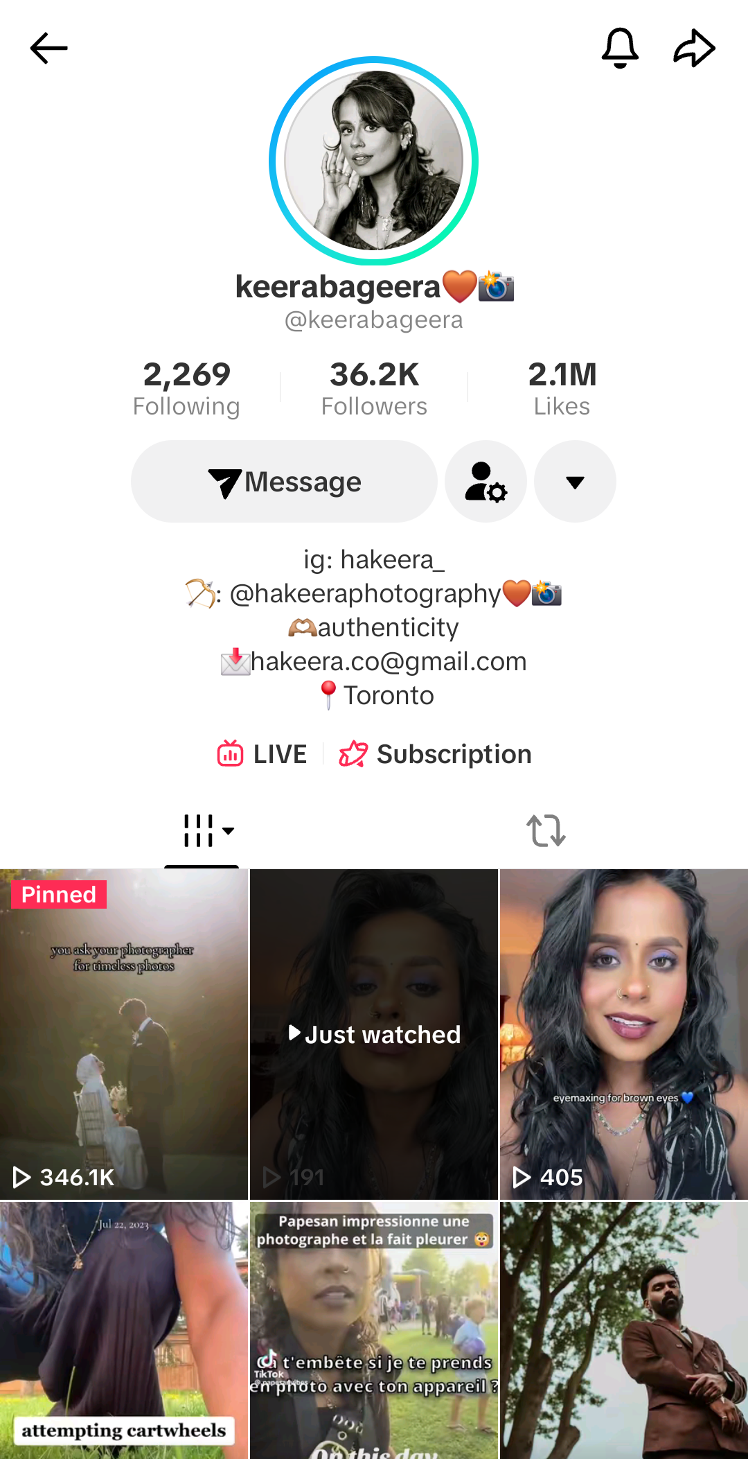 TikTok profile screenshot showing Keerabageera audience proof